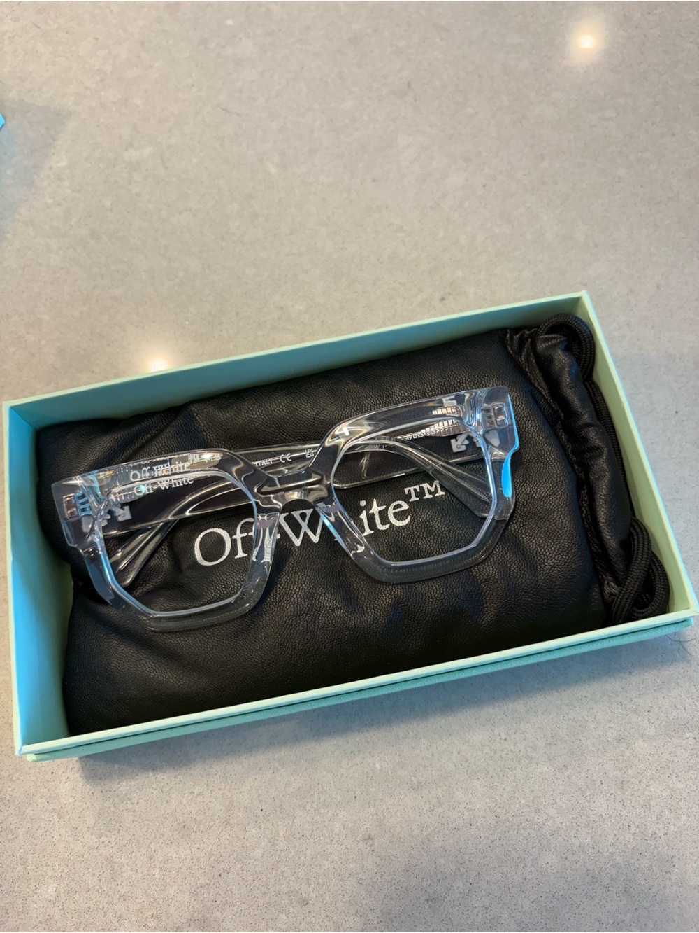 Off-White Transparent Square Acetate Glasses